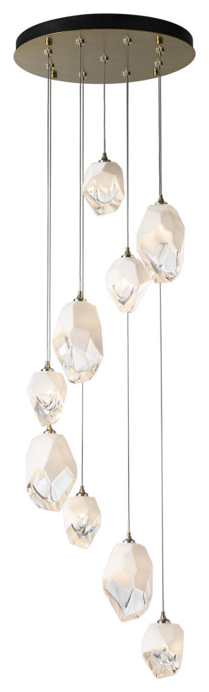 Chrysalis 9-Light Mixed Crystal Pendant Modern Brass Finish- Long, White Crystal