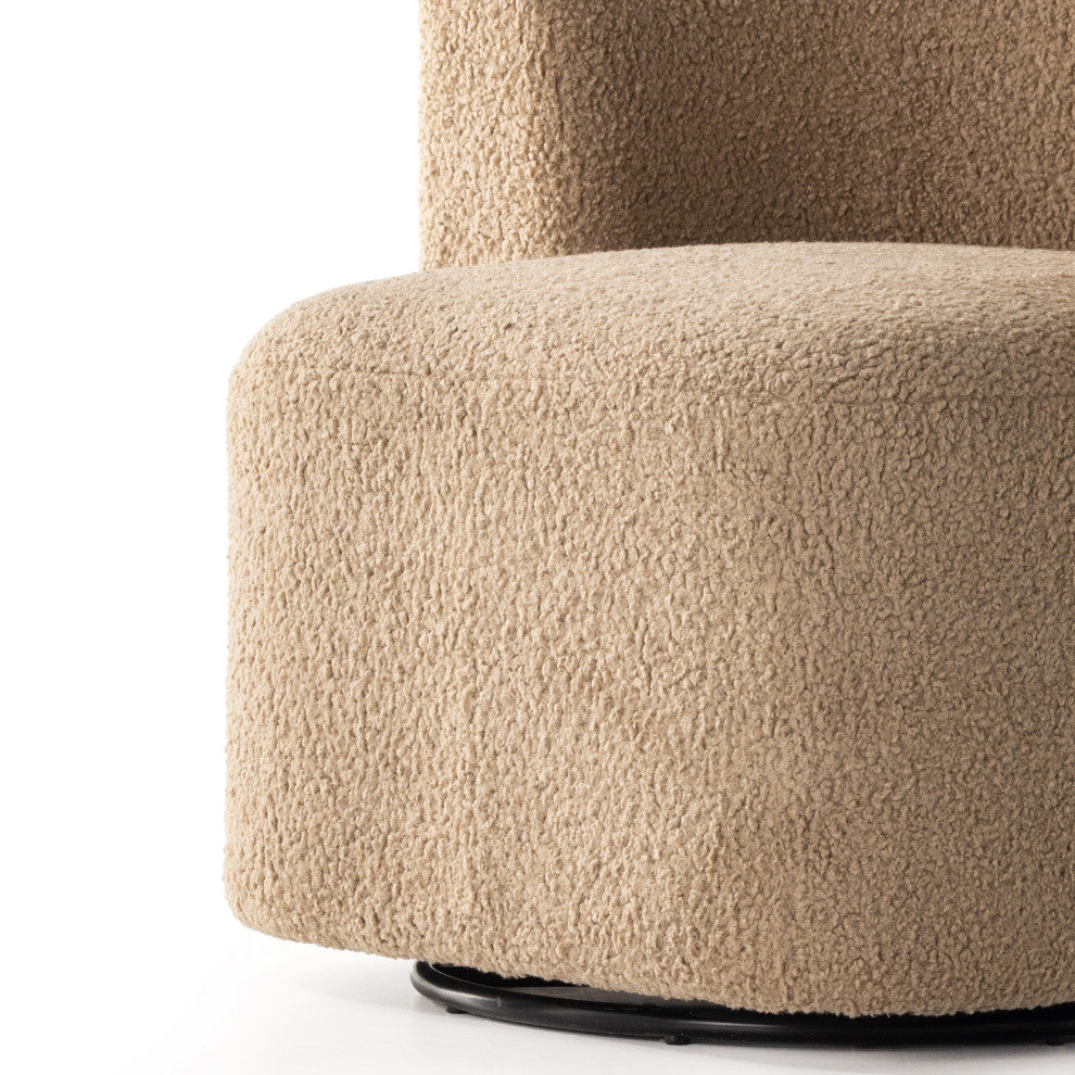 Tybalt Swivel Chair, Sheepskin Camel