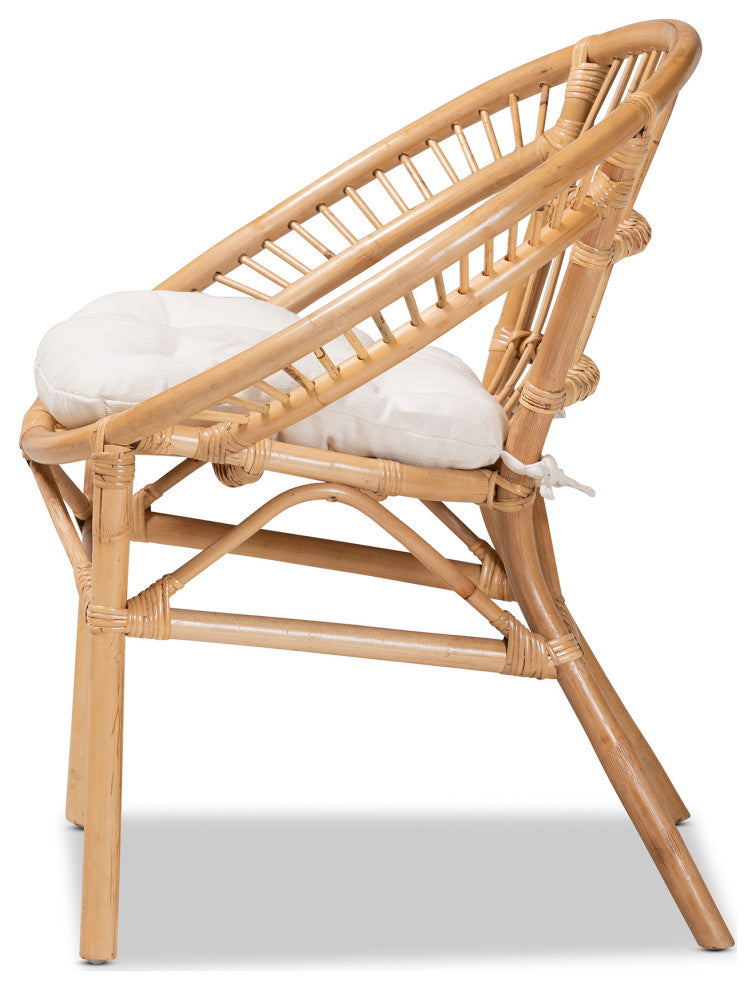 Lindy Modern Rattan Dining Chair, Natural Brown