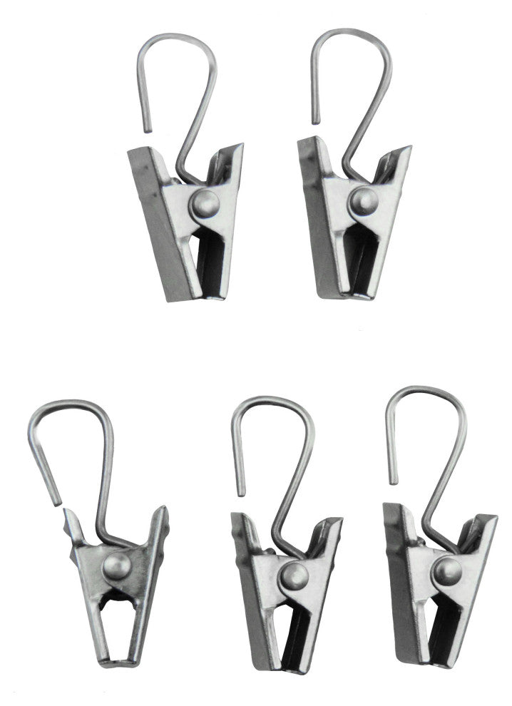 Clips With Hooks, Set of 24, Satin Nickel