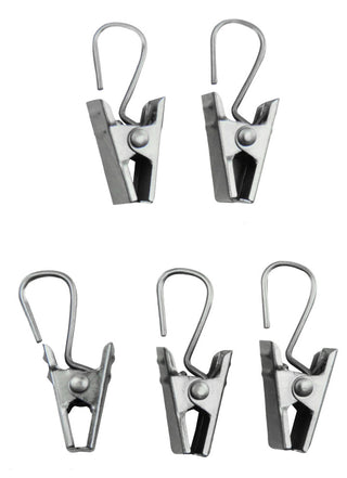 Clips With Hooks, Set of 24, Satin Nickel