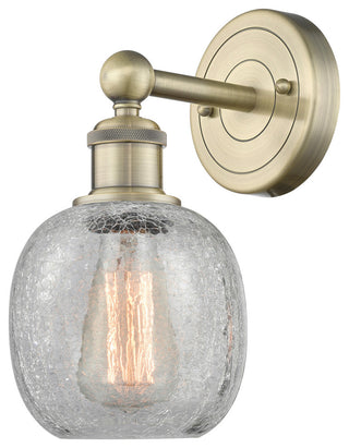 Edison Belfast 1-Light 6" Sconce, Antique Brass, Clear Crackle