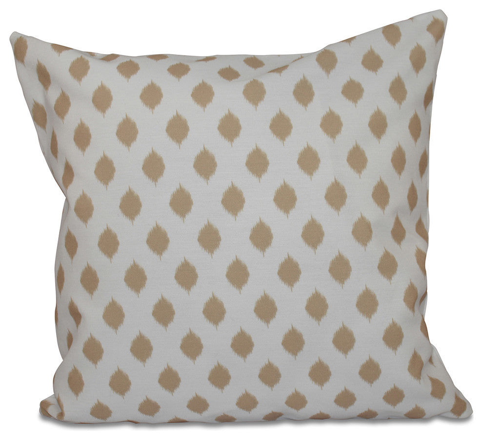 Cop-Ikat Geometric Print Pillow, Khaki, 18"x18"