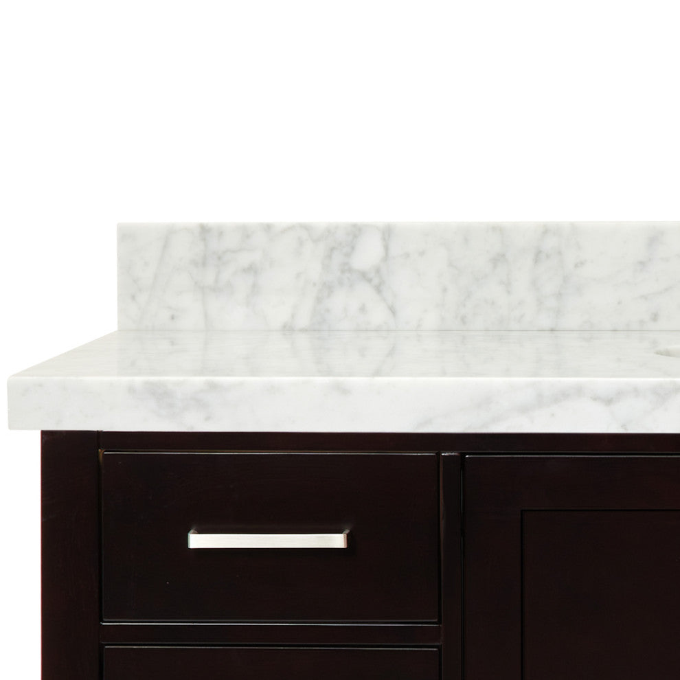 ARIEL Cambridge 55" Single Oval Sink Bathroom Vanity Espresso With Marble Top