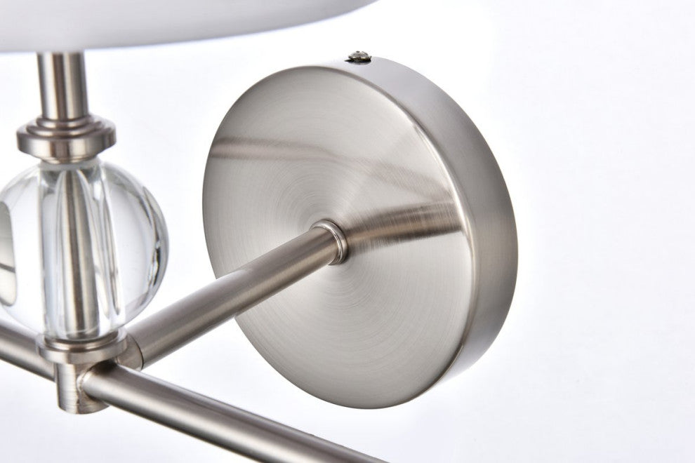 Beau 3-Light Bath Sconce, Satin Nickel With White Fabric Shade