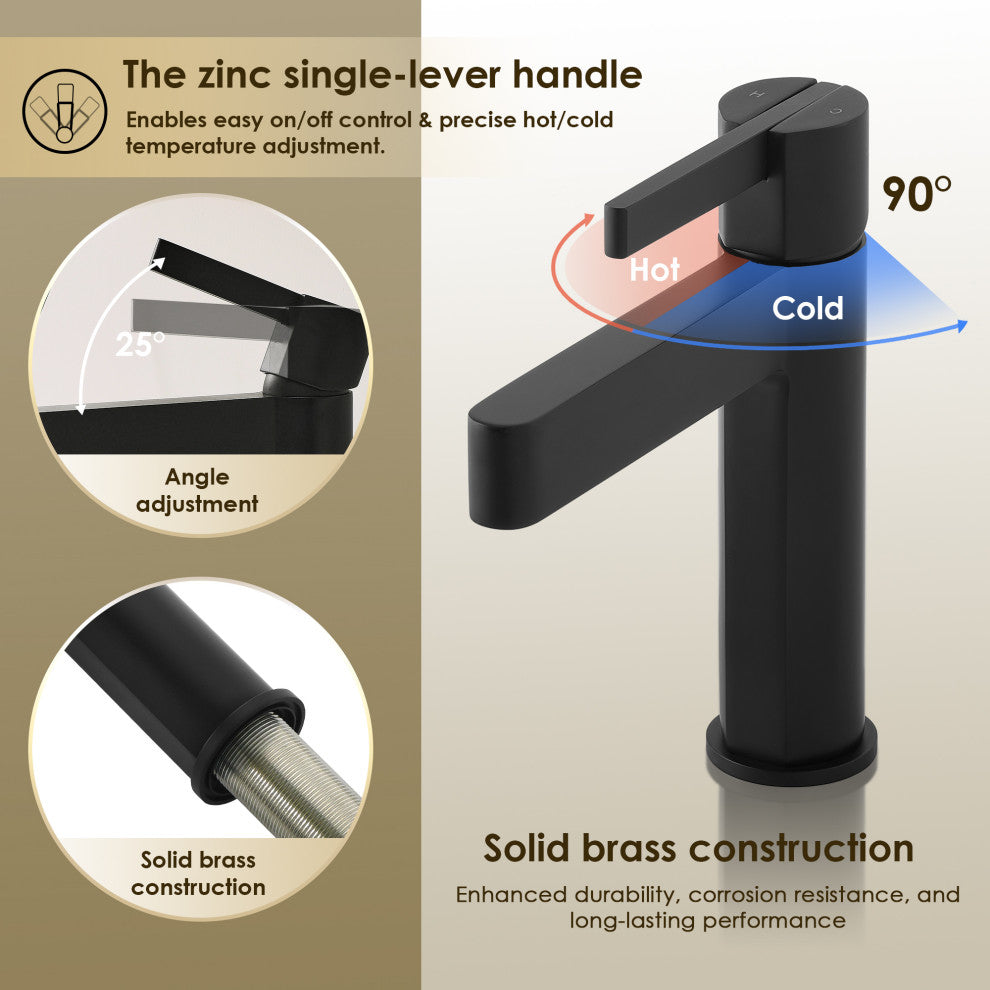 Stila Single Hole Single-Handle Bathroom Faucet, Matte Black