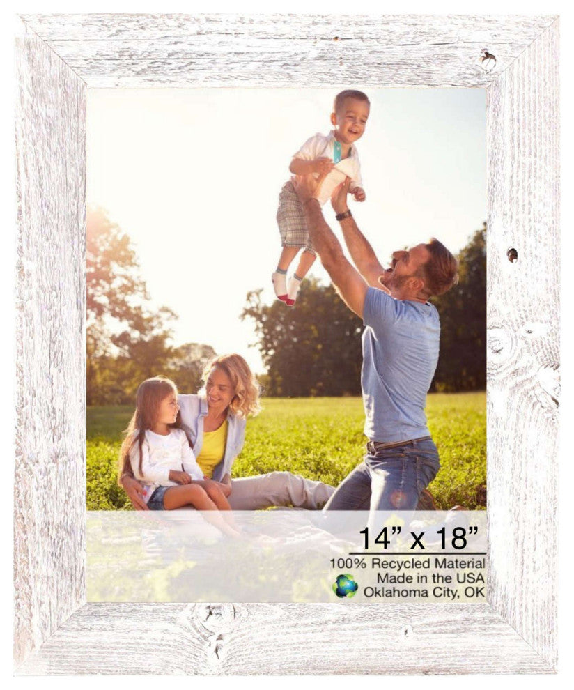 14" x 18" White Wash Wood Picture Frame