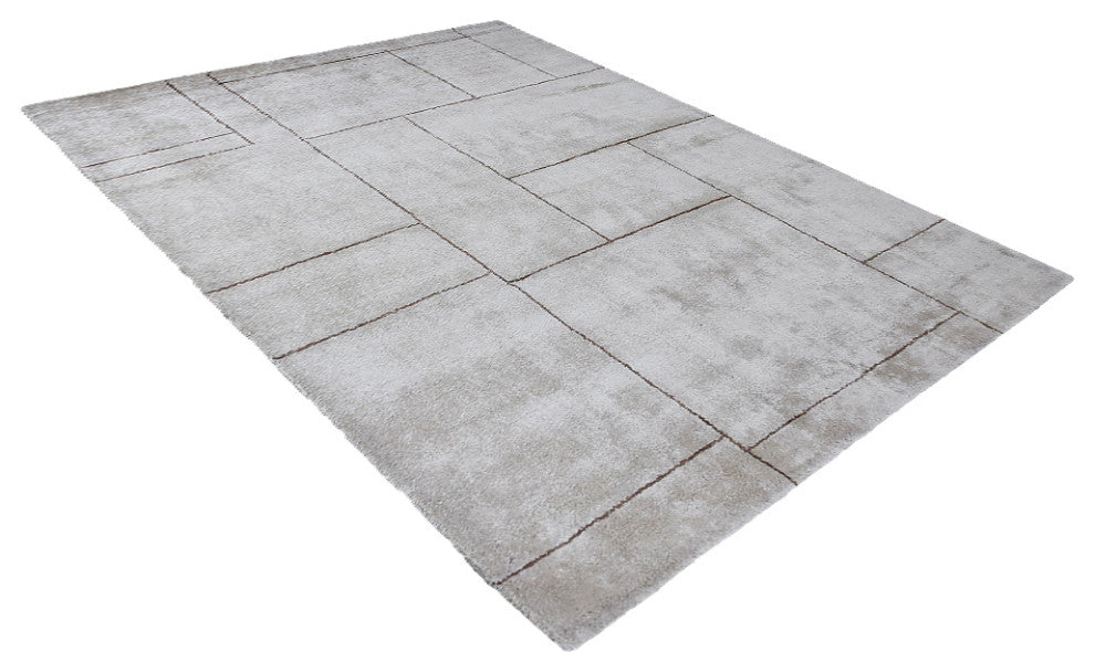 HAND KNOTTED LOOM SILK ECO-FRIENDLY AREA RUGS -6'x9',Rectangle,Beige,Geometric