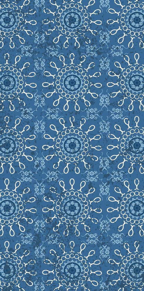 Sun Tile Geometric Print Bath Towel, Blue