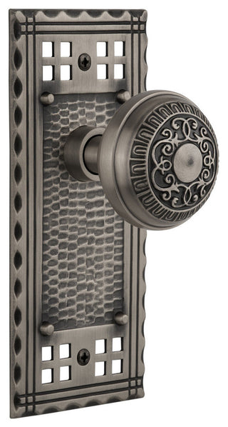 Craftsman Plate Passage Egg & Dart Knob, Antique Pewter