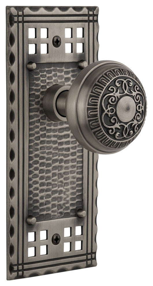 Craftsman Plate Passage Egg & Dart Knob, Antique Pewter