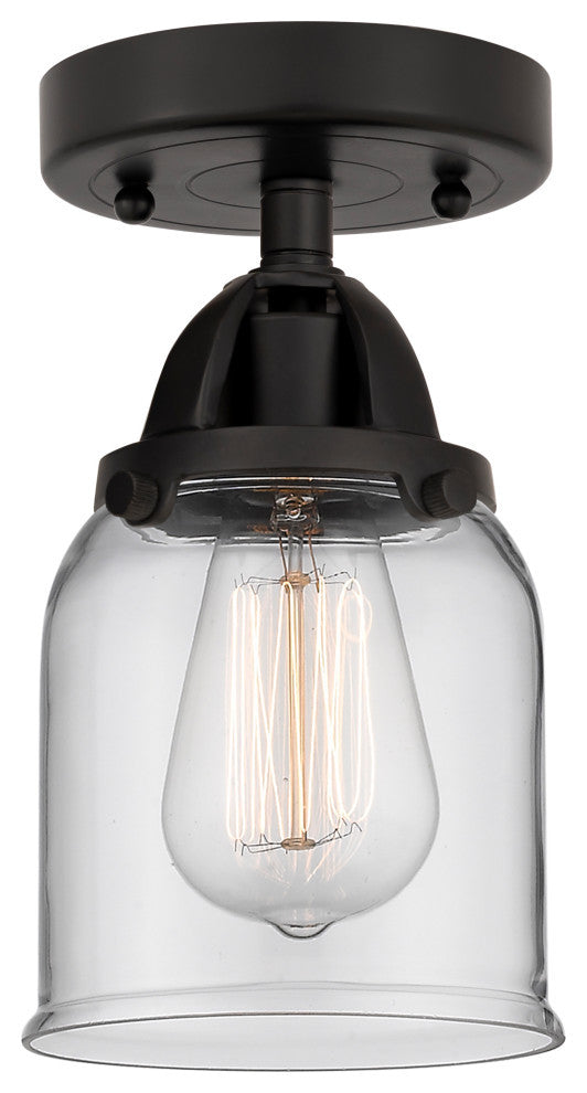 Small Bell Semi-Flush Mount, Matte Black, Clear, Clear