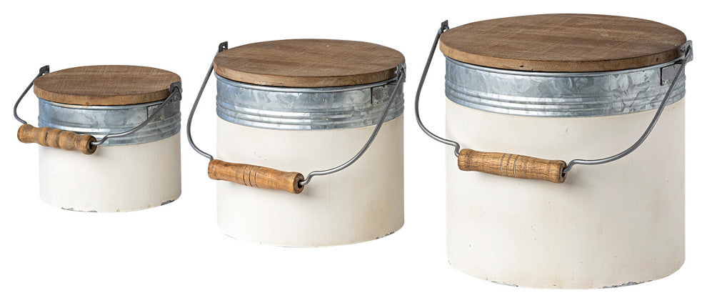 Alani, 3-Piece Set, White Metal Storage Boxes