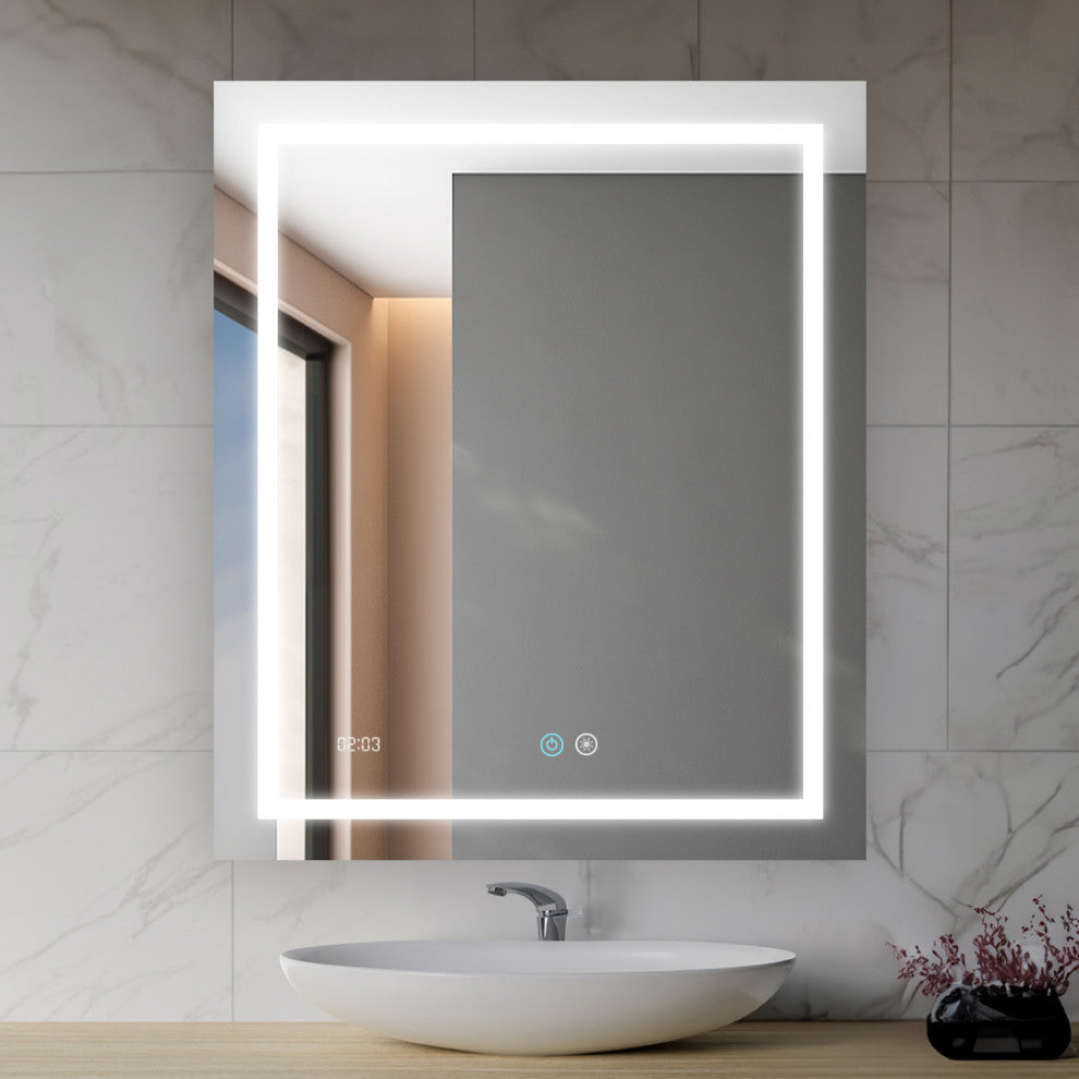 AQUADOM Daytona LED Wall-Mount Mirror Defogger Digital Clock 30"x36"x1"