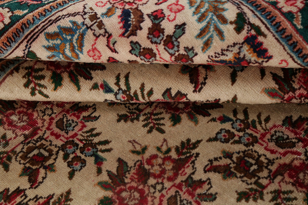 Consigned, Traditional Vintage Oriental Handmade Persian Area Rug, Beige, 10x12