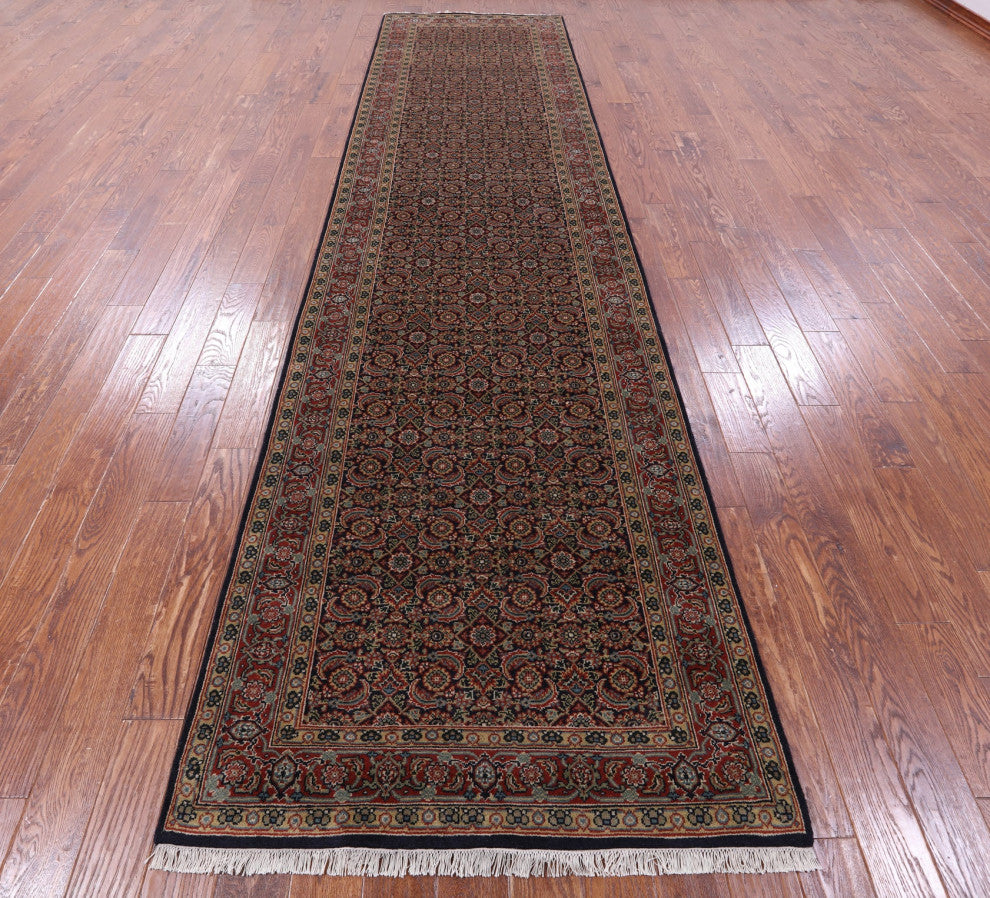 3' 10" X 15' 7" Hand Knotted Persian Hill Herati Wool Runner Rug - Q13164