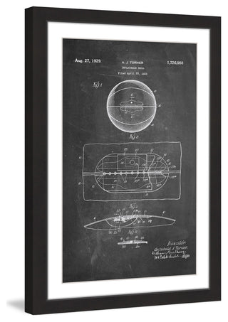"Basketball 1925 Chalk" Framed Painting Print