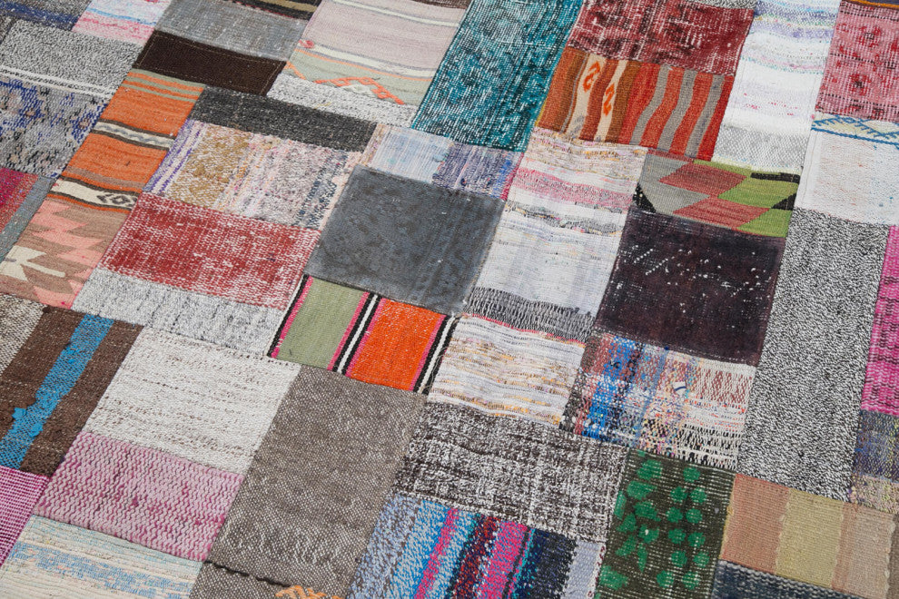 Rug N Carpet - Handmade Anatolian 7' 11'' x 10' 2'' Tribal Patchwork Kilim Rug
