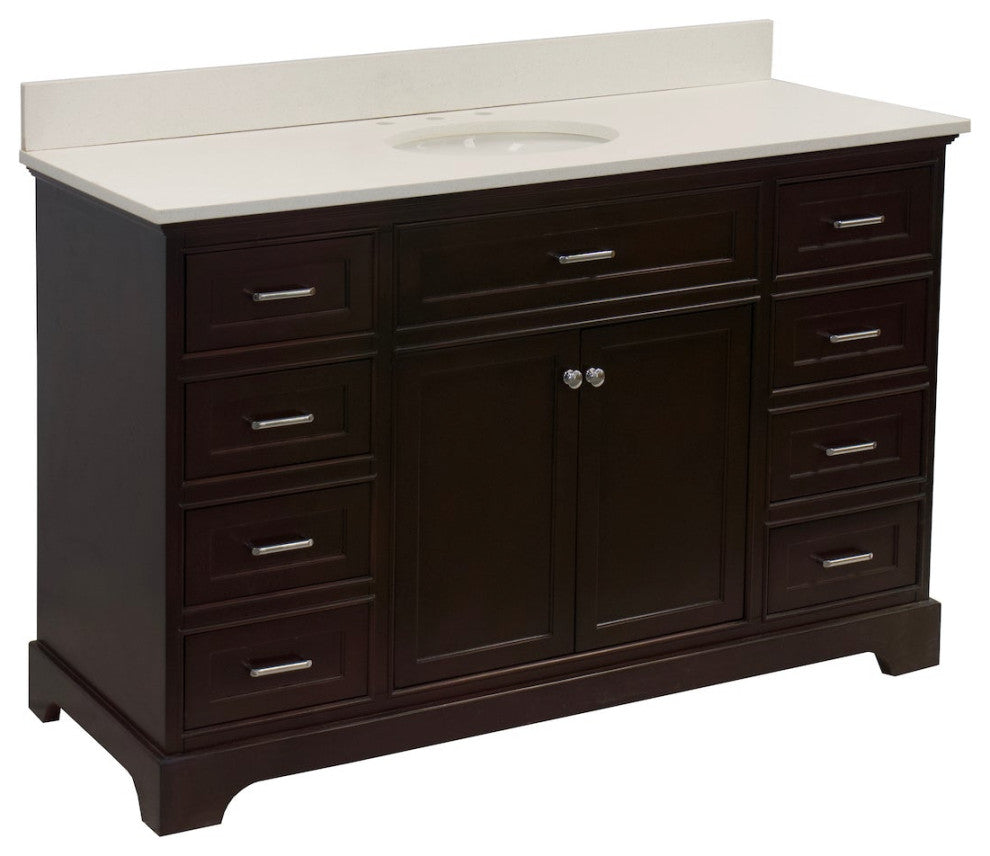 Aria 60" Bathroom Vanity, Chocolate, Quartz, Single Vanity