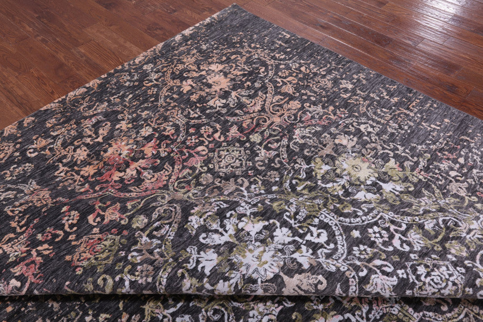9' 0" X 12' 4" Wool and Silk Hand Knotted Modern Rug Q9243