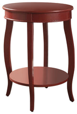 Benzara BM157289 Trendy Round Top Wooden Side Table, Red
