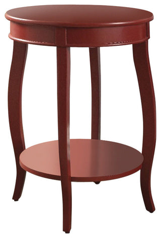 Benzara BM157289 Trendy Round Top Wooden Side Table, Red