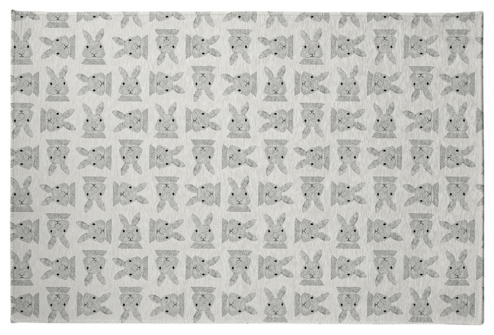Criss Cross Bunnies Easter Chenille Rug, Whisper White, 4'x6'