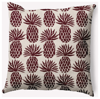 20" x 20" Pineapple Stripes Indoor/Outdoor Polyester Throw Pillow, Pomegranate