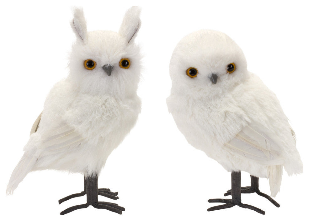White Owl Decor, 4-Piece Set