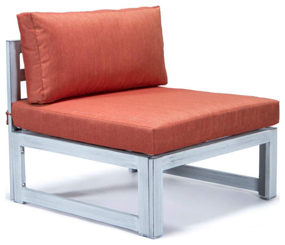 LeisureMod Chelsea 7-Piece Gray Patio Sectional With Coffee Table, Orange