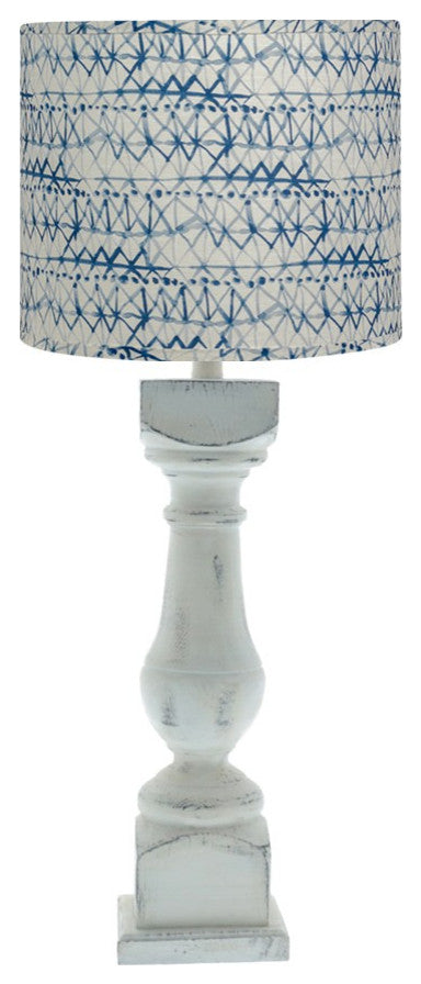 Rustic Abstract Linear Blues Table Lamp