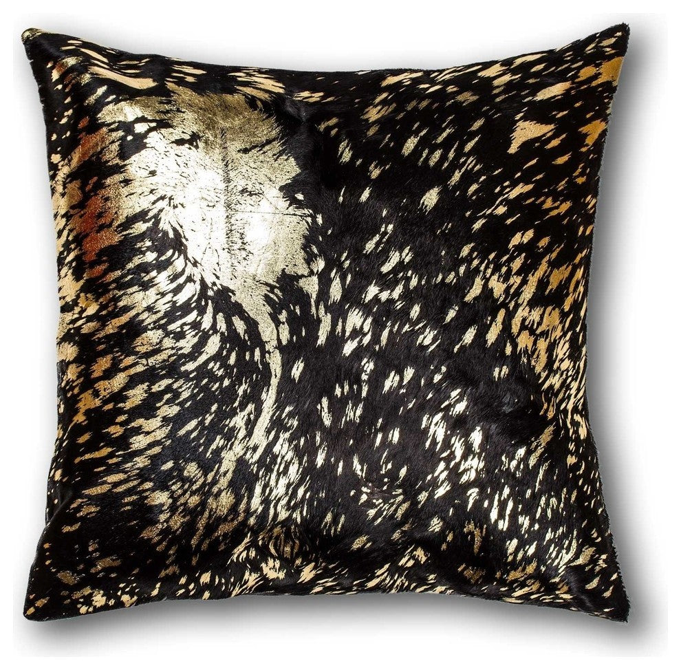 Chocolate And Gold Torino Kobe Cowhide Pillow
