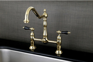 Kingston Brass Bridge Kitchen Faucet, Polished Brass