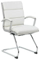 Contemporary Office Chair, Chrome Frame With Padded Seat & Channel Back, White
