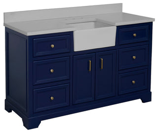 Zelda 60" Bathroom Vanity, Royal Blue, Quartz, Single