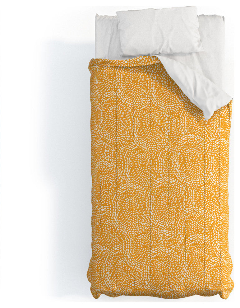 Deny Designs Julia Da Rocha Dahlias Yellow Comforter, Twin Xl