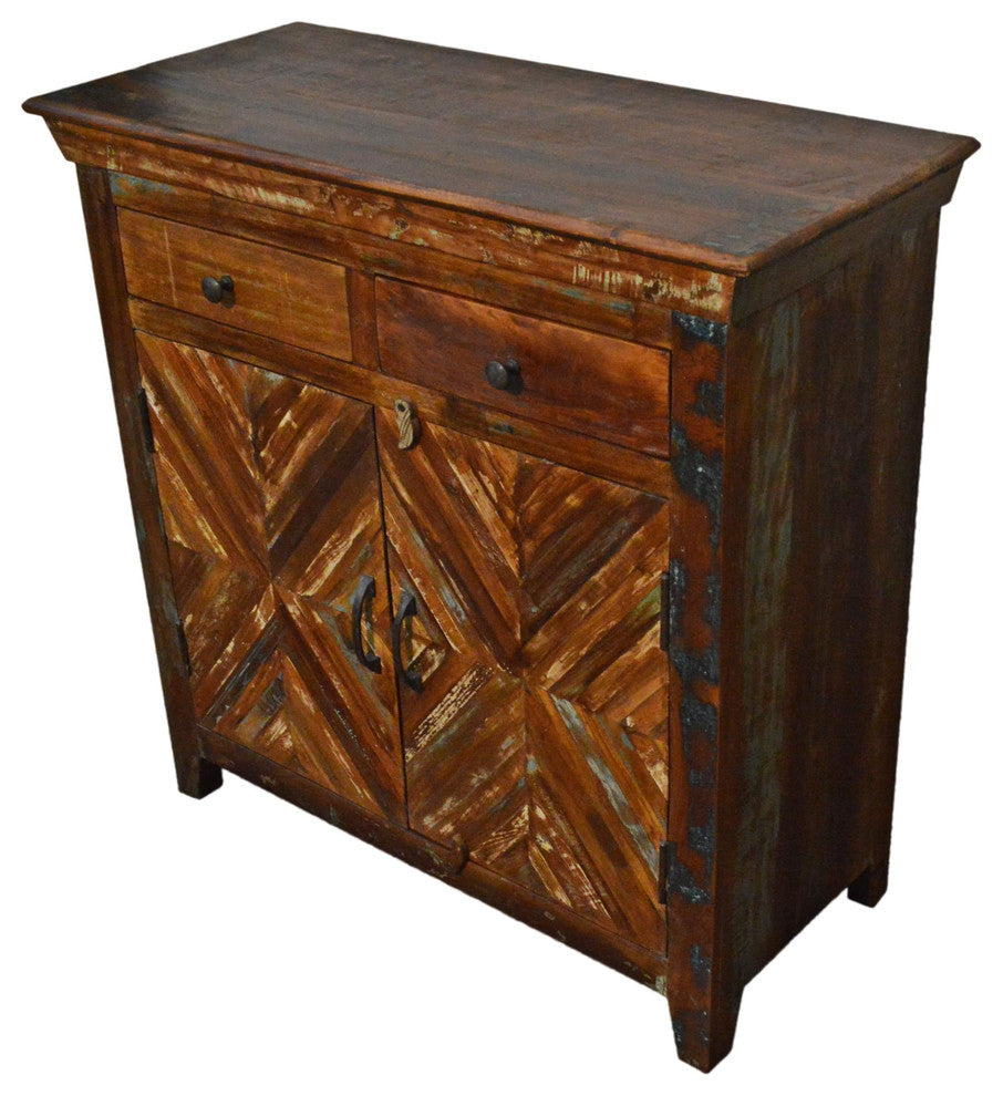 Reclaimed  Rustic Free Standing Console Storage Cabinet with Drawers