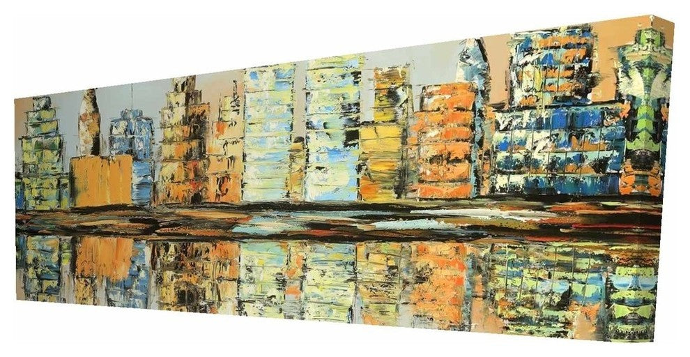 Earth Tone Buildings Print on Wrapped Canvas