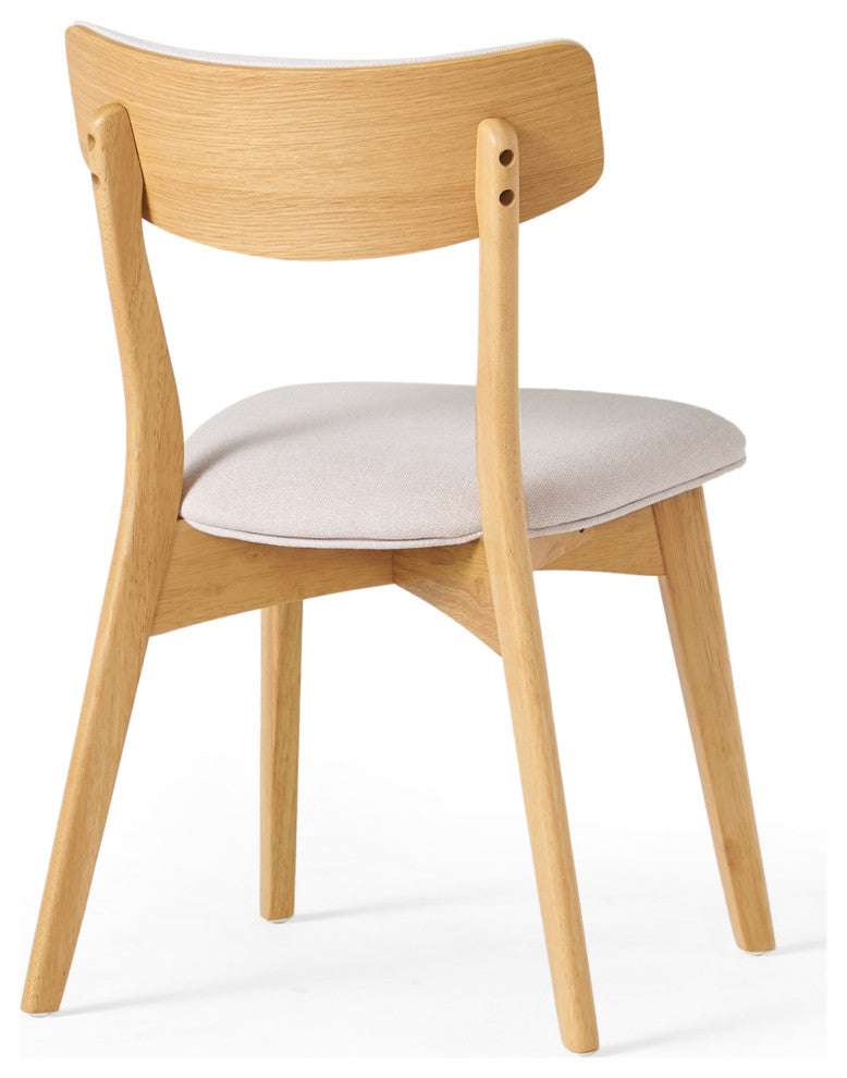 GDF Studio 5-Piece Meanda Mid Century Wood Dining Set, Light Beige