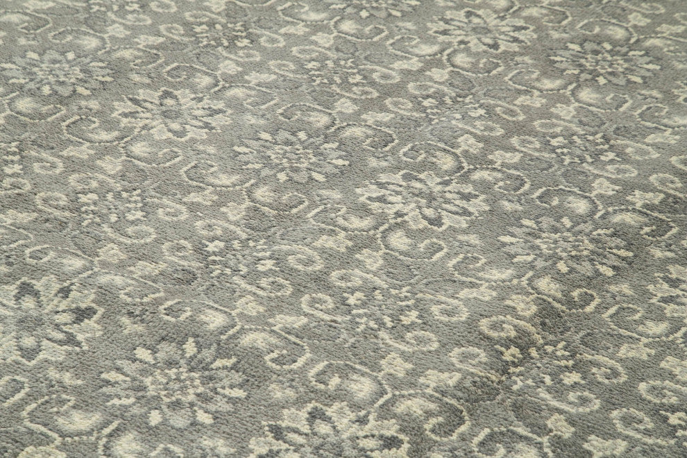 Rug N Carpet - Handmade Oriental 9' 9" x 13' 9" Pastel Grey Oushak Rug
