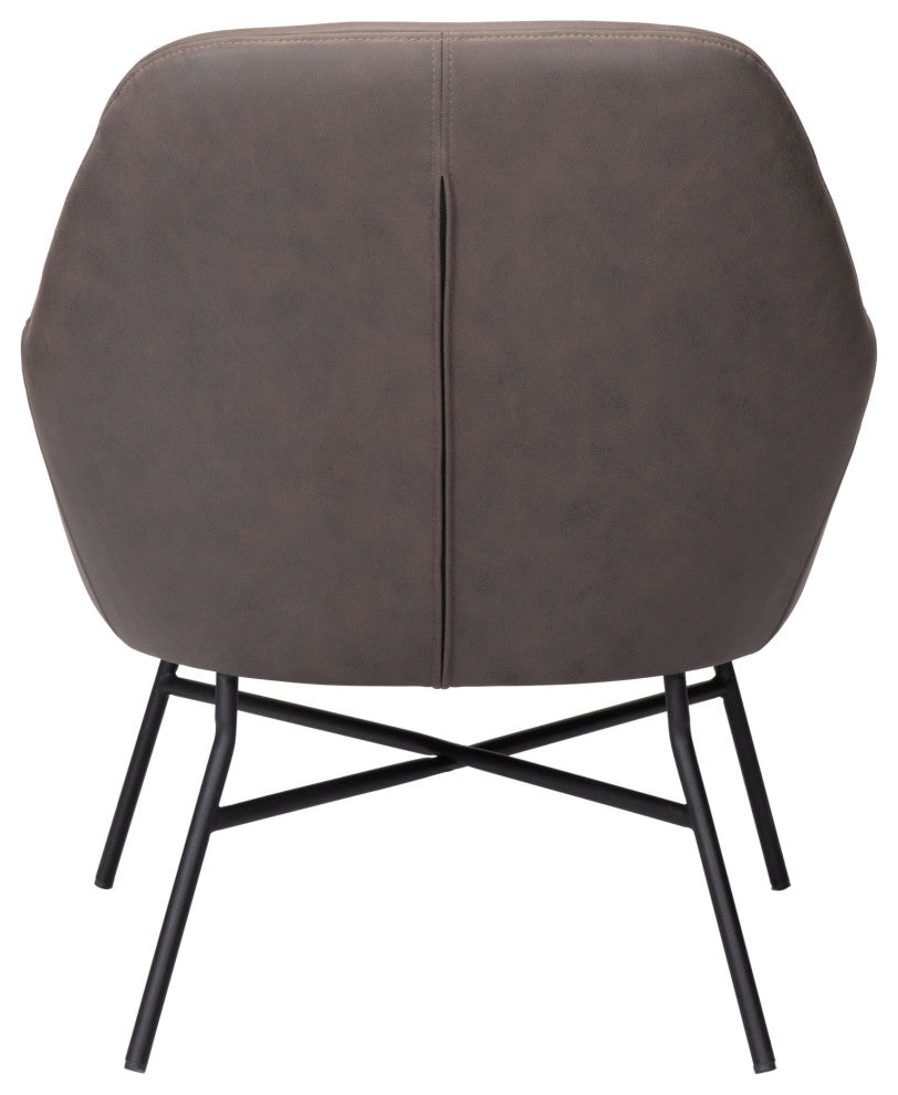 Accent Chair, Steel Metal, Vintage Brown, Black, Lounge Cafe Lobby Hospitality
