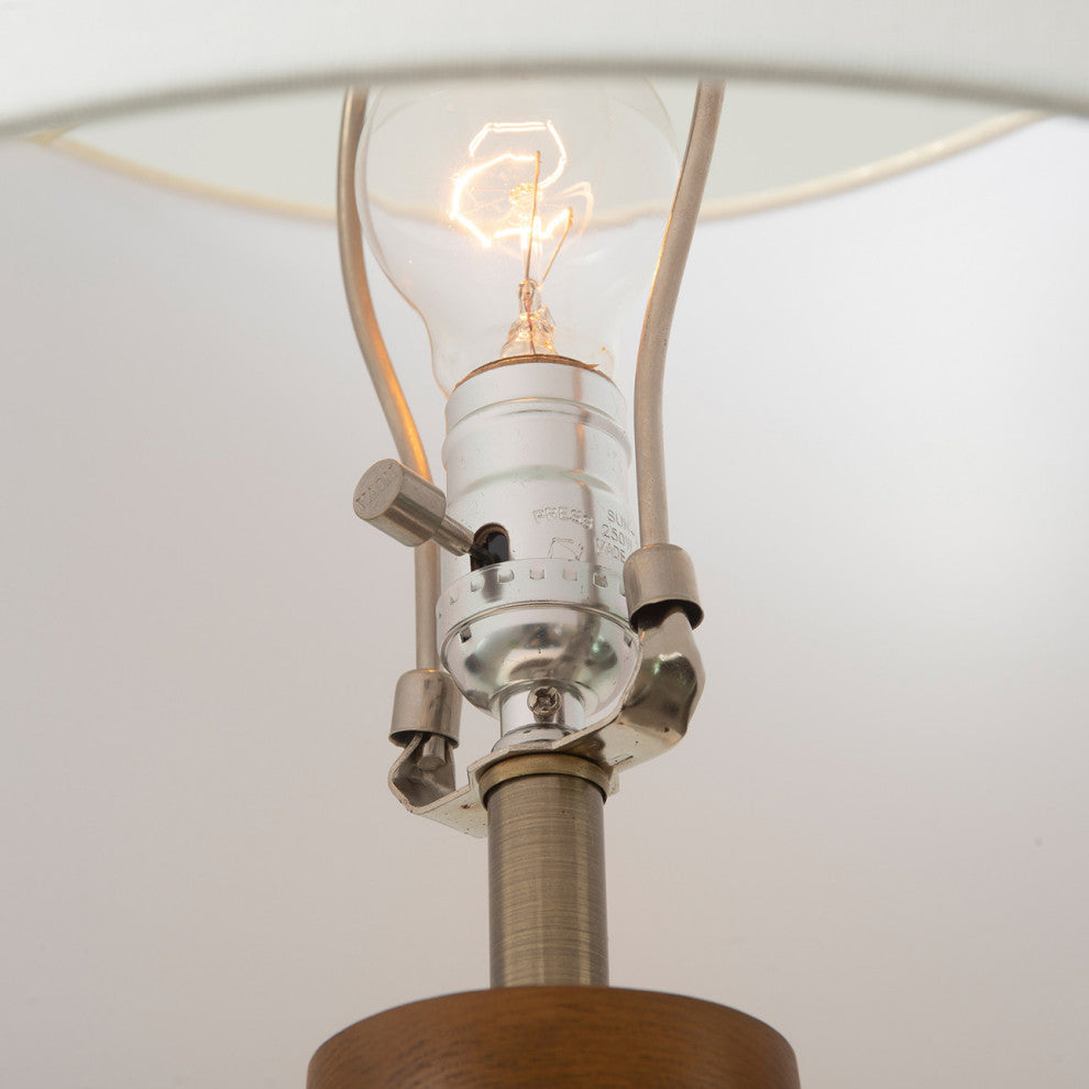 Moraga Table Lamp - 24", Bone Porcelain and Walnut, 4-Way Rotary Switch