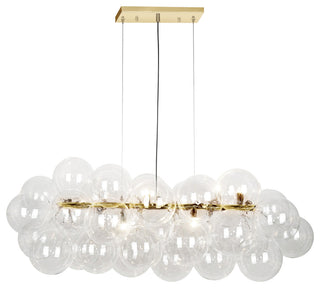 10 Light Contemporary Halogen Horizontal Pendant, Aged Brass