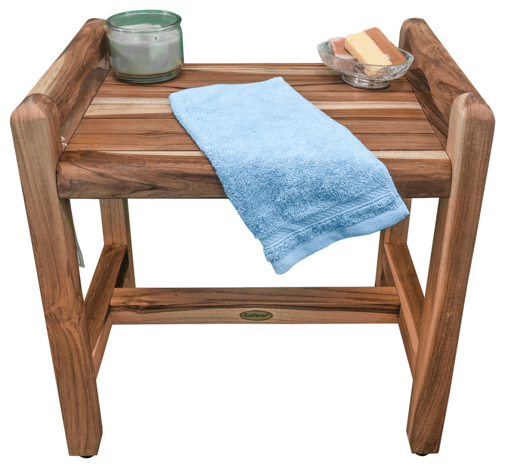 EcoDecors EarthyTeak Classic 18" Shower Bench With LiftAide Arms