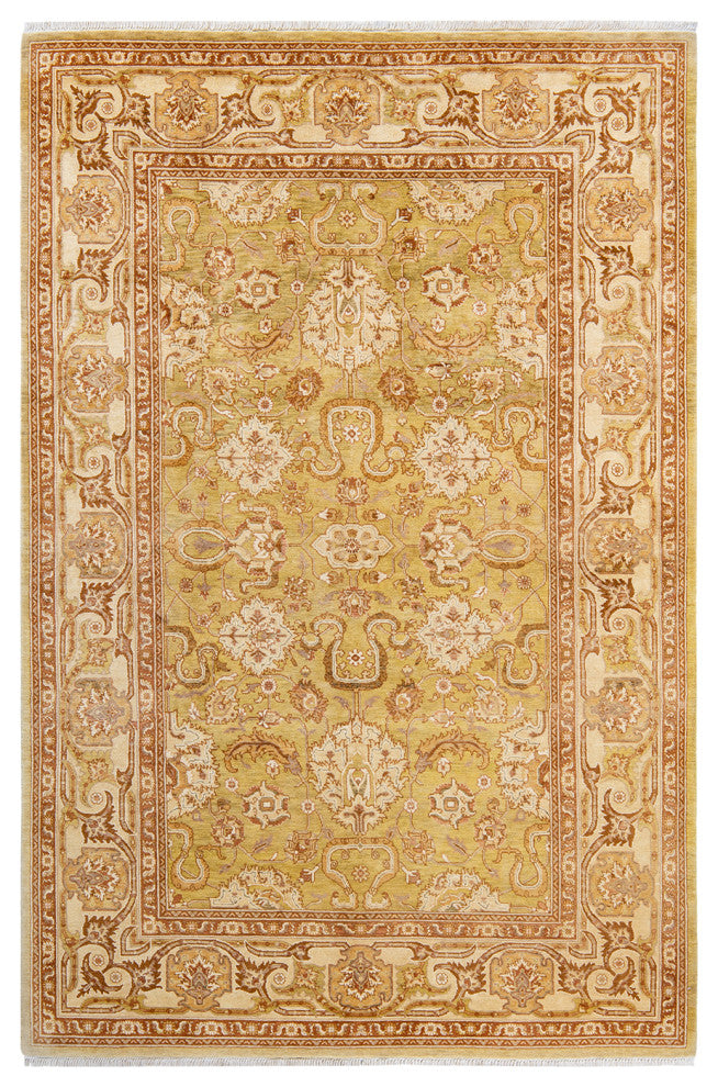 Eclectic, One-of-a-Kind Hand-Knotted Area Rug Green, 6' 1" x 9' 3"
