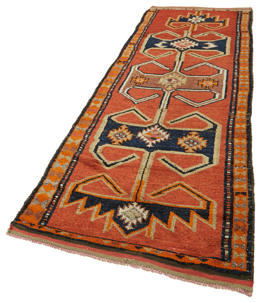 Rug N Carpet - Handmade Oriental 3' 5" x 12' 1" One-of-a-Kind Runner Rug