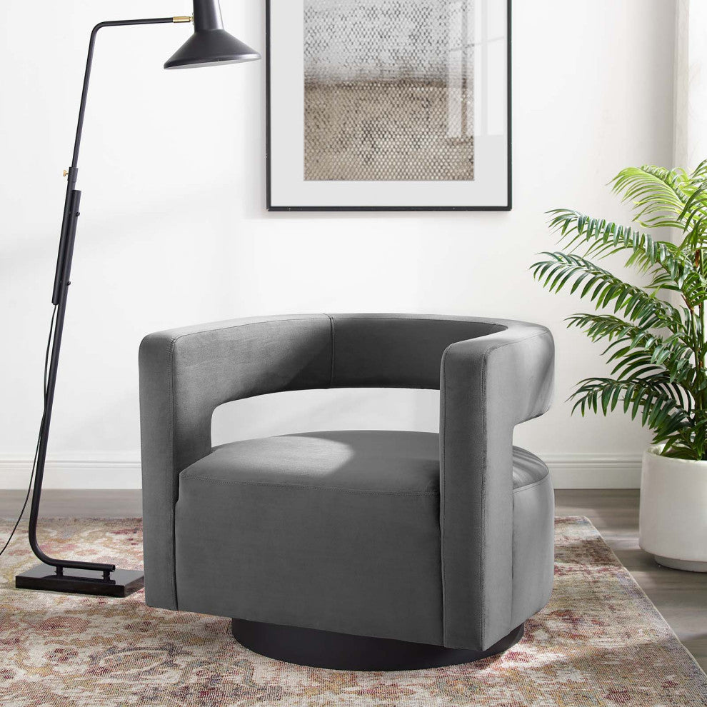 Armchair Accent Chair, Velvet, Gray, Modern, Living Lounge Hospitality