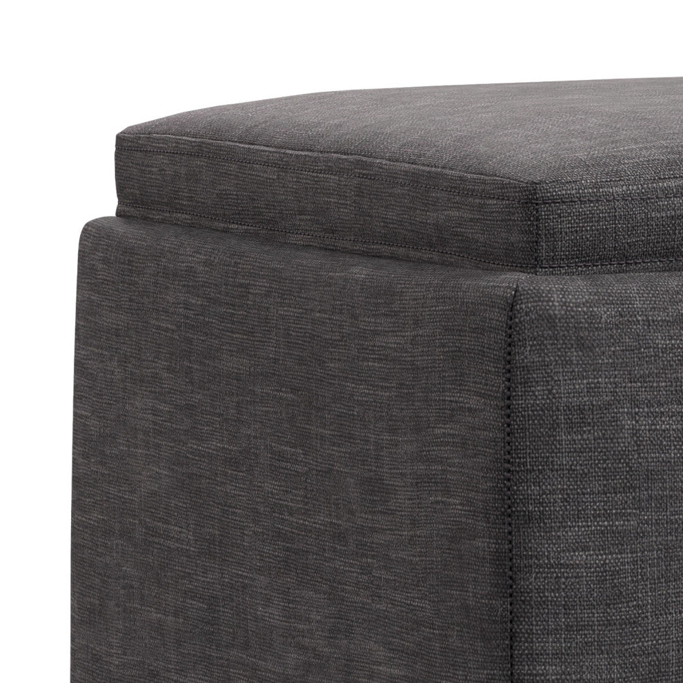 Natasha Storage Ottoman With Tray, Slate Grey