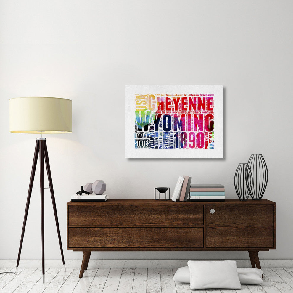 "Wyoming Watercolor Word Cloud" Fine Art Print