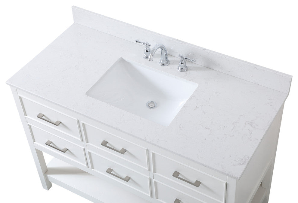 Skylar 48" Single Bathroom Vanity, White, With Backsplash